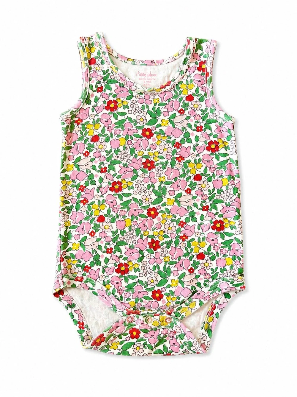 Baby Boden Pink Floral Sleeveless Bodysuit 12-18M Cotton Spring EUC